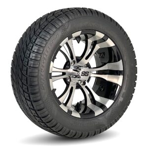 14" Vampire Black/Machined Golf Cart Wheels and 23x10-R14 Sawgrass Street Tires - Set of 4