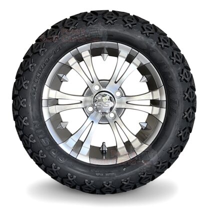 14-inch-vampire-gunmetal-gray-aluminum-golf-cart-wheels-23x10-14-DOT-All-Terrain-Arisun-XTrail-6ply-tires-set-of-4