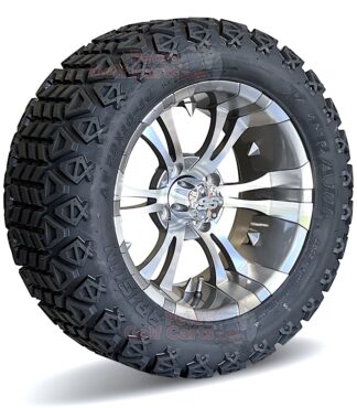 14-inch-vampire-gunmetal-gray-aluminum-golf-cart-wheels-23x10-14-DOT-All-Terrain-Arisun-XTrail-6ply-tires-set-of-4-main