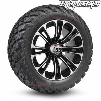 14-inch-vector-machined-black-golf-cart-wheels-and-23x10-14-ironclad-p3118-wanda-edge-all-terrain-tires-combo-petesgolfcarts-BNDL-TR1408-WH1418