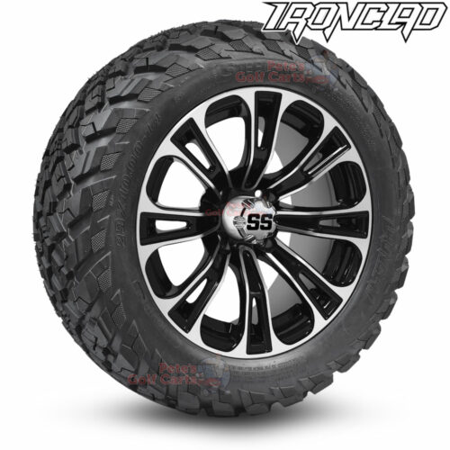 14-inch-vector-machined-black-golf-cart-wheels-and-23x10-14-ironclad-p3118-wanda-edge-all-terrain-tires-combo-petesgolfcarts-BNDL-TR1408-WH1418