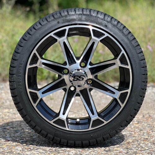 14-inch-viking-black-machined-golf-cart-wheels-205/30-14-deli-dot-street-turf-tires-combo-ezgo-clubcar-yamaha