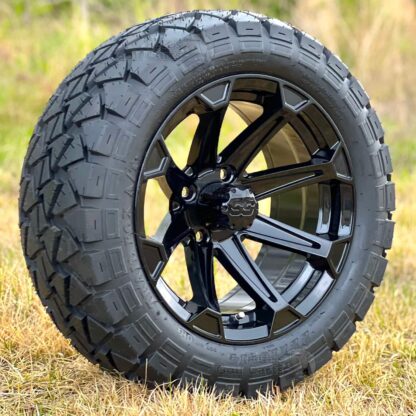 14-inch-viking-gloss-black-aluminum-golf-cart-wheels-and-22x10-14-timberwolf-trailfox-all-terrain-golf-cart-tires-combo-set-of-4-ezgo-clubcar-yamaha