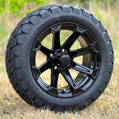 14-inch-viking-gloss-black-aluminum-golf-cart-wheels-and-22x10-14-timberwolf-trailfox-all-terrain-golf-cart-tires-combo-set-of-4-ezgo-clubcar-yamaha-lifted-golf-carts