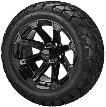 14 inch viking gloss black golf cart wheels and 22x10-14 Trail Fox DOT All Terrain Tires Combo
