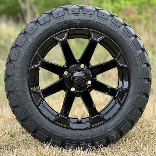 14-inch-viking-gloss-black-golf-cart-wheels-and-22x10-14-timberwolf-trailfox-all-terrain-golf-cart-tires-combo-set-of-4-ezgo-clubcar-yamaha-lifted-carts