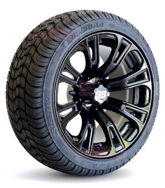 14-inch-voodoo-gloss-black-golf-cart-wheels-205/30-14-dot-low-profile-tires