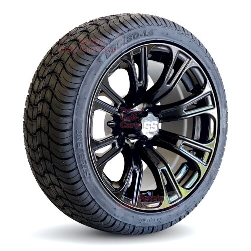 14-inch-voodoo-gloss-black-golf-cart-wheels-205/30-14-dot-low-profile-tires
