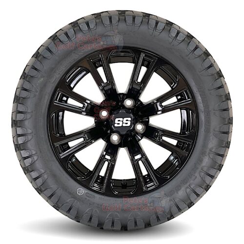 14-inch-voodoo-gloss-black-golf-cart-wheels-and-23x10.5-14-stinger-dot-all-terrain-golf-cart-tires-combo-1