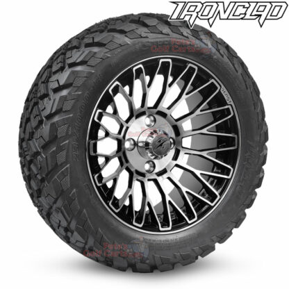14-inch-vulture-machined-black-golf-cart-wheels-and-23x10-14-ironclad-p3118-wanda-edge-all-terrain-tires-combo-petesgolfcarts-BNDL-TR1408-WH1465