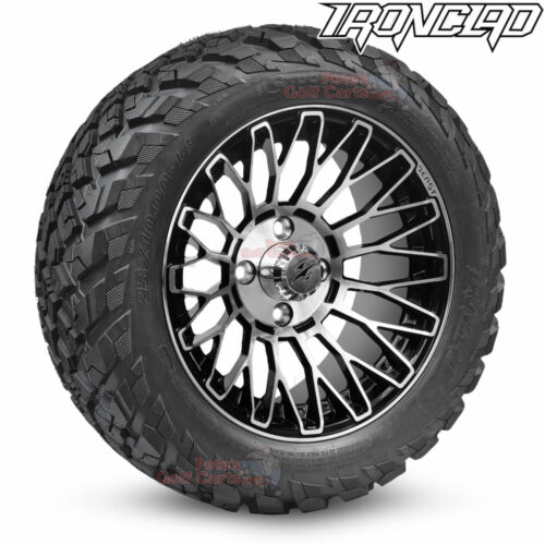 14-inch-vulture-machined-black-golf-cart-wheels-and-23x10-14-ironclad-p3118-wanda-edge-all-terrain-tires-combo-petesgolfcarts-BNDL-TR1408-WH1465