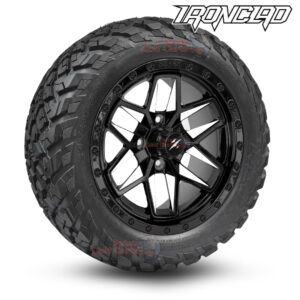 14" Widow White/Black Golf Cart Wheels and 23x10-14 Ironclad All Terrain Golf Cart Tires Combo - Set of 4 (23" tall)