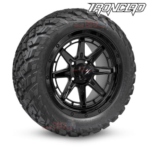 14-inch-wolverine-gloss-black-golf-cart-wheels-and-23x10-14-ironclad-hybrid-all-terrain-tires-combo-ezgo-clubcar-yamaha-petesgolfcarts-BNDL-TR1408-WH1447