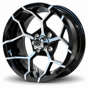 14" Yosemite Black/Machined Golf Cart Wheels - 14x7 ET-15