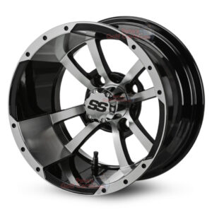 14″ Storm Trooper Black/Machined Golf Cart Wheels Set of 4 | ET -15mm 14″x7″