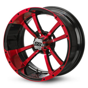 14″ Storm Trooper Red & Black Golf Cart Wheels Set of 4 | ET -15mm 14″x7″