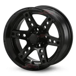 14″ Dominator Matte Black Golf Cart Wheels Set of 4 | ET -15mm 14″x7″