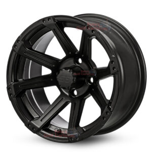 14″ Rampage Matte Black Golf Cart Wheels Set of 4 | ET -15mm 14″x7″