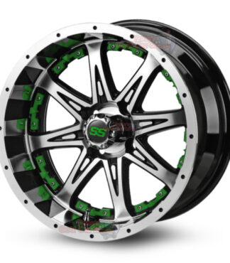 14141-14-inch-Revenge-Black-Machined-GREEN-petes-golf-carts-club-car-ezgo-yamaha