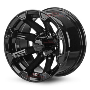 14″ Viking Gloss Black Golf Cart Wheels Set of 4 | ET -15mm 14″x7″
