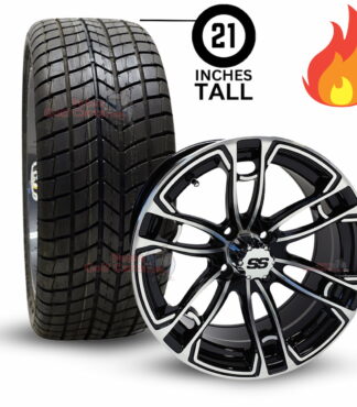 15-inch-RX398-Black-Machined-golf-cart-wheels-15x7-ET-25-and-205/35R15-rhox-road-hawk-steel-belted-radial-street-turf-golf-cart-tires-combo-set-of-4-clubcar-ezgo-yamaha-petesgolfcarts