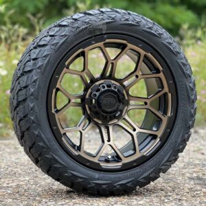 15" GTW Bravo Golf Cart Wheels and 23x10R15 GTW Maverick Steel Belted Radial All Terrain Tires - Set of 4 (23" tall) - Choose your wheel color!