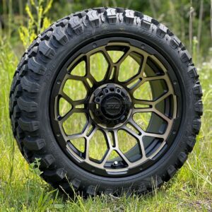 15" GTW Bravo Golf Cart Wheels and 23x10R15 GTW Nomad Steel Belted Radial All Terrain Tires - Set of 4 (23" tall) - Select your wheel color!