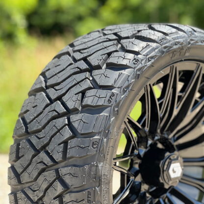 16-inch-gtw-blur-gloss-black-golf-cart-wheels-23x9R16-225_40R16-maverick-steel-belted-radial-all-terrain-tires-combo-ezgo-clubcar-yamaha-petesgolfcarts