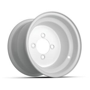 10" White Steel Golf Cart Wheel - 10″x8″ w/ 3+5 Offset