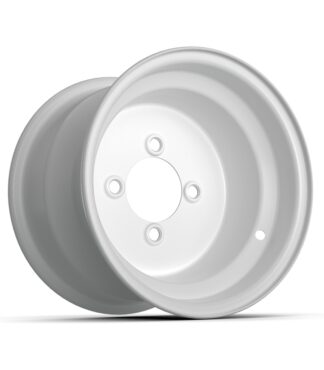 10" white steel golf cart wheel with 3:4 negative offset by GTW, Item # 1724.