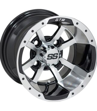 10" Storm Troop or Boomerang black/machined golf cart wheel, Item # 19-107.