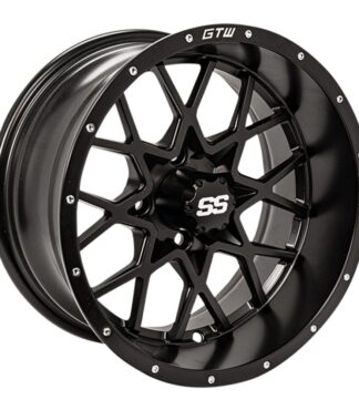 GTW 14" Vortex Matrix Hurricane matte black golf cart wheel, Item # 19-229.