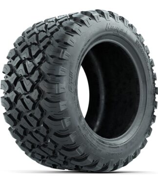 Angled view of the GTW Nomad 22x11R12 all-terrain steel belted radial golf cart tire, Item #20-065.