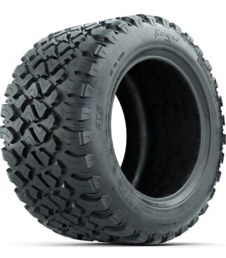 Angled view of the GTW Nomad 20x10R12 all-terrain steel belted radial golf cart tire, Item #20-066.