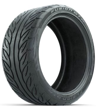 Angled photo of steel belted radial 215/40R15 GTW Fusion GTR golf cart tire, Item# 20-073.