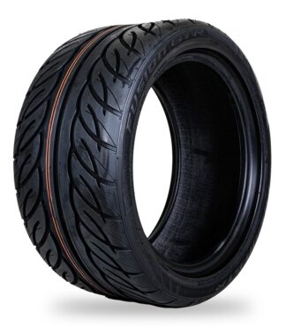 Angled photo of steel belted radial 225/40R14 GTW Fusion GTR golf cart tire, Item# 20-075.