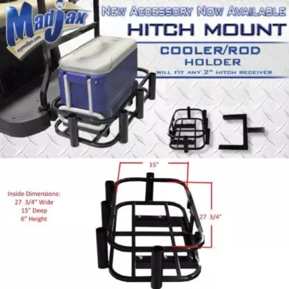Golf Cart Cooler Rack - Hitch Mounted With Rod Holder