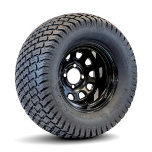 24x12-12 Turf/Lawn Tires and 12" Black Steel Golf Cart Wheels Combo - Set of 4