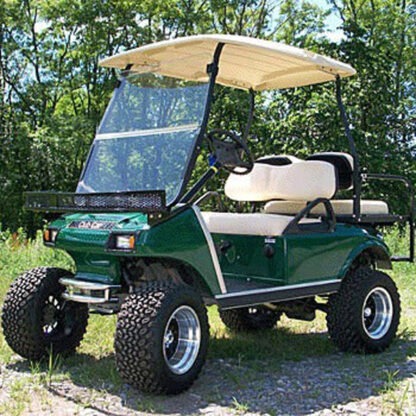 Jake's 6" spindle lift kit installed on old style Club Car DS model golf cart, with 23" tall wheels and tires.