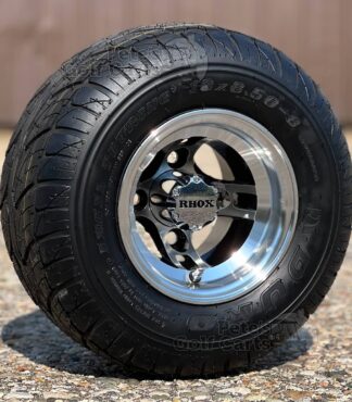 8-inch-brickyard-machined-black-aluminum-golf-cart-wheels-18x8.5-8-duro-touring-street-turf-golf-cart-tires-combo-set-of-4-petesgolfcarts-ezgo-clubcar-yamaha