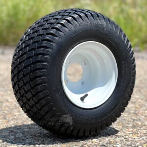 8" OEM White Steel Golf Cart Wheels and 18x8.50-8" Turf/Street Golf Cart Tires - Set of 4