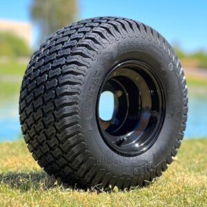 8" OEM Black Steel Golf Cart Wheels and 18x8.50-8" Turf/Street Golf Cart Tires - Set of 4