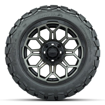 Sidewall view of GTW Bravo bronze and gloss black wheel and Timberwolf 22x10-14 DOT all terrain tire, Item #A19-527.