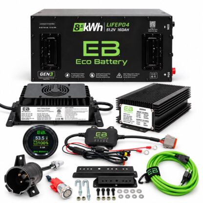 Eco Battery B-3135 51V 160Ah Club Car factory lithium battery bundle with charger, converter, display and installation components