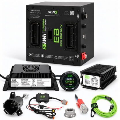 Eco Battery 51V 105Ah thru-hole battery replacement kit for Club Car factory lithium carts with charger