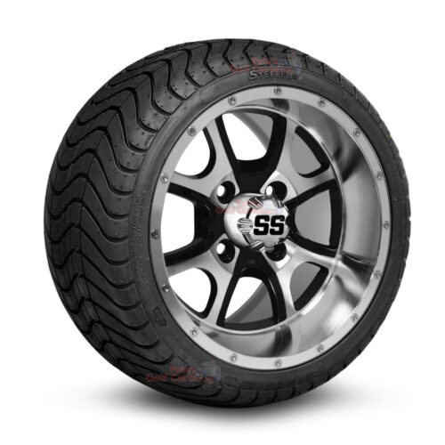 12-inch-predator-machined-black-golf-cart-wheels-and-215-35-12-p825-street-tires-combo-ezgo-clubcar-yamaha-petesgolfcarts-BNDL-TR1212-WH1225