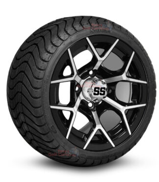 12-inch-rally-black-machined-golf-cart-wheels-and-215-35-12-p825-street-tires-combo-ezgo-clubcar-yamaha-petesgolfcarts-BNDL-TR1212-WH1226
