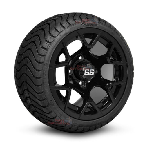12-inch-rally-gloss-black-golf-cart-wheels-and-215-35-12-low-profile-p825-street-tires-combo-ezgo-clubcar-yamaha-petesgolfcarts-BNDL-TR1212-WH1227