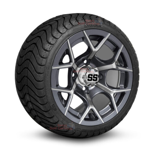 12-inch-rally-gunmetal-machined-golf-cart-wheels-and-215-35-12-P825-street-tires-combo-ezgo-clubcar-yamaha-petesgolfcarts-BNDL-TR1212-WH1229