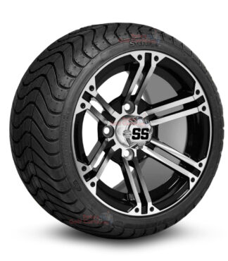 12-inch-terminator-black-machined-golf-cart-wheels-and-215-35-12-p825-street-tires-combo-ezgo-clubcar-yamaha-petesgolfcarts-BNDL-TR1212-WH1239